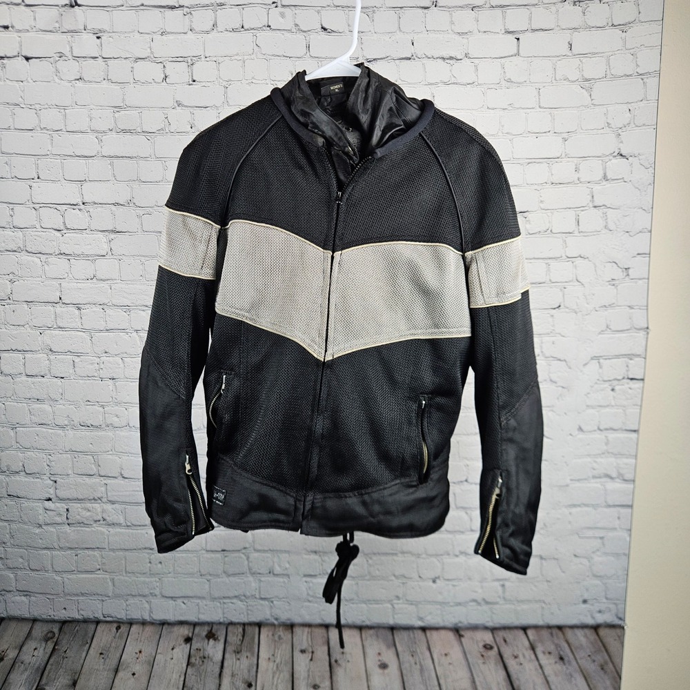 Power Trip Womens XL Motorcycle Jacket Mesh Black Silver 333 Lace Up Back